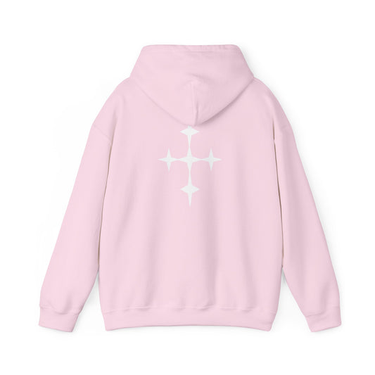 Pink 'NUVEX' Logo Hoodie with Back Star Cross Graphic