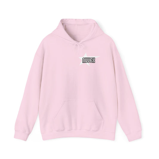 Pink 'NUVEX' Logo Hoodie with Back Star Cross Graphic